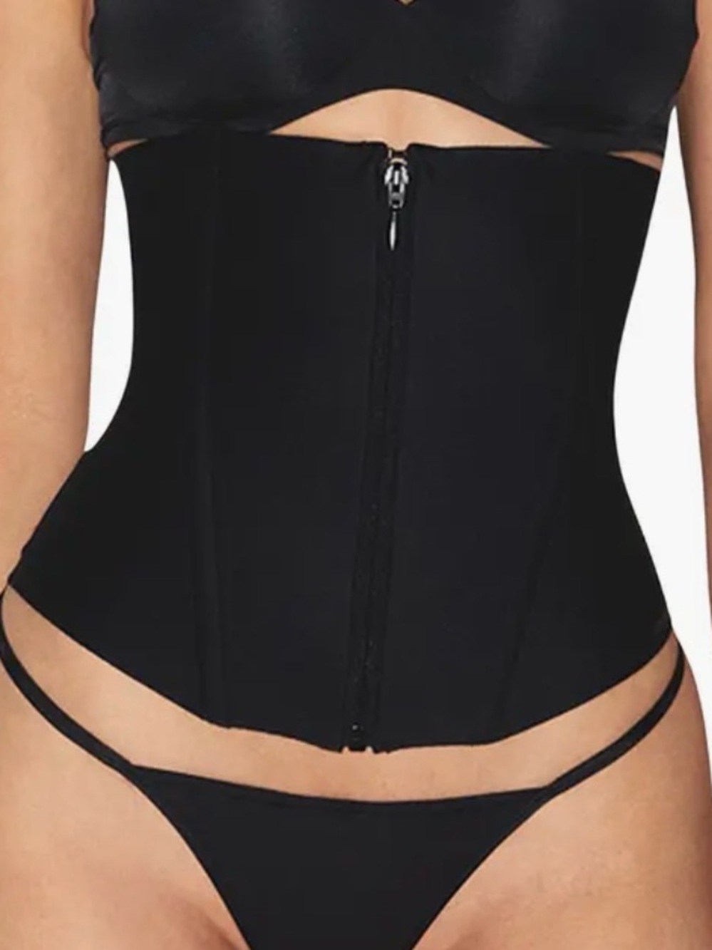 SKIMS Black Waist Trainer Corset with Front Zip